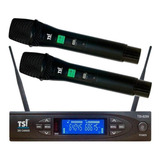 Microfone Sem Fio Duplo De Mão Tsi 8299 - Uhf Dinâmico
