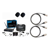 Microfone Sem Fio Duplo Lyco Uh08hlihli Headset Lapela + Kit