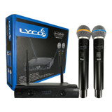Microfone Sem Fio Duplo Uhf Lyco Uh02mm Mão 