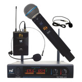 Microfone Sem Fio Tsi 1200 Cli Headset + Lapela + De Mao Uhf