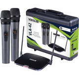 Microfone Sem Fio Vokal Vla42 Duplo Mão Bateria Recarregável