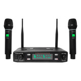 Microfone Sem Fio Wireless Profissional Tomate Mt-2302 Uhf Cor Preto