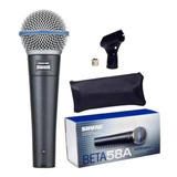 Microfone Shure Beta 58a C/ Fio Supercardioide Original + Nf