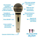 Microfone Sm58 P4 Lc Champanhe Cardióide