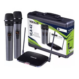 Microfone Vokal Profissional Vla42 Sem Fio Uhf Duplo 