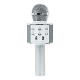 Microfone Ws 858 Bluetooth Karaokê Silver