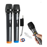 Microfones Sem Fio Dinmico Profissional Recarregvel Duplo Cor Preto