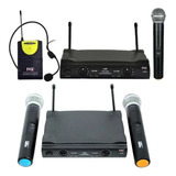Microfones Três De Mão+simples De Cabeça Sem Fio Jwl U-585 