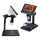 Microscopio Digital Lcd Hd Com Zoom Luz De Led Usb Portatil 