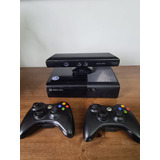 Microsoft Xbox 360 + Kinect E 4gb Standard Cor  Preto + 2 Controles + 5 Jogos Originais