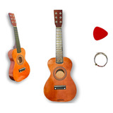 Mini Acústico Violão Com Cordas De Aço E Palheta Envernizado