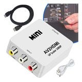 Mini Adaptador Conversor Rca Av Para Hdmi 1080p + Cabo Hdmi