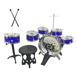 Mini Bateria Infantil Azul Banquinho 5