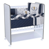 Mini Berço Bed Side New Baby Colchão Grade Móvel Cor Cinza