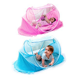 Mini Berço De Bebe Portátil Com Mosquiteiro Azul Ou Rosa Vir