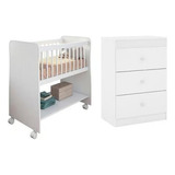 Mini Berço Nature/branco Rubi + Cômoda Têrnura Nature/branco