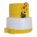 Mini Bolo Fake Girassol / Amarelo Espatulado
