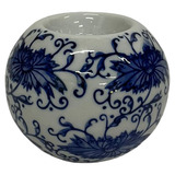 Mini Castiçal Porta Velas Porcelana Chinesa Branco Azul