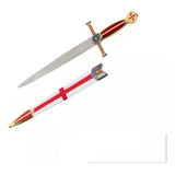 Mini Espada Medieval Cavaleiro Templário Dourada 