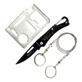 Mini Faca Edc 6 Modelo+ Cartão Edc Survival+ Serra Bolso Edc