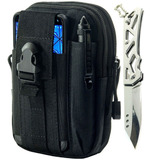 Mini Faca Inox 1 + Pochete Tatico Molle Porta Treco Celular