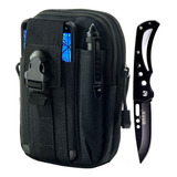 Mini Faca M4 + Pochete Tatico Molle Porta Treco Celular