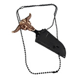 Mini Faca Push T Dagger Cranio Boi Fulltang Lâmina Serra