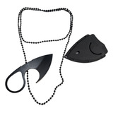 Mini Faca Push T Dagger Lâmina Gancho Fulltang Com Corrente