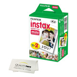 Mini Filme Instantâneo Fujifilm Instax (branco) Para Câmeras Fujifilm Mini 8 E Mini 9 Com Tecido De Microfibra Fotográfica De Qualidade (20 Folhas De Filme)