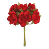 Mini Flor Vermelha Artesanato Decoração Enfeite 18 Unidades