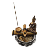 Mini Fonte Agua Buda Híndu Flor Lótus Cascata Bambu Enfeite