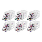 Mini Gaveteiro Médio Para Organizar 3 Gavetas Cristal Kit 6