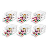 Mini Gaveteiro Pequeno Organizar 3 Gavetas Cristal Kit 6