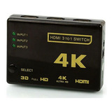 Mini Hub Switch Chaveador Seletor Hdmi Controle 3x1 4k Hd