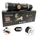 Mini Lanterna Tática Recarregável Usb Led T6 Zoom 3 Modo Jws Cor Da Luz Branco