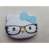 Mini Lata Decorativa - Gata Hello Kitty Azul Nerd Com Óculos
