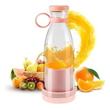 Mini Liquidificador Garrafa Portátil Com Alça Usb 420ml Cor Rosa 110v/220v