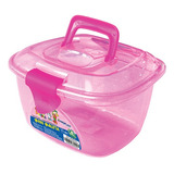 Mini Maleta Box Rosa Com Glitter, Alça E Trava 