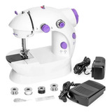 Mini Máquina De Costura C/ Pedal Reta Portátil Branca Bivolt