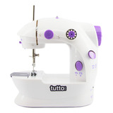 Mini Máquina De Costura Reta Tutto Home Mcp-100 Portátil Branca Violeta 110v/220v
