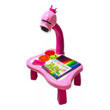 Mini Mesa Menina Projetor Desenho Pintar Led Educacional 