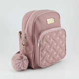 Mini Mochila Feminina Pequena Menina Adulto E Infantil Cor Rosa Desenho Do Tecido Coração