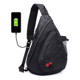 Mini Mochila Transversal Masculina De Peito Diagonal + Usb