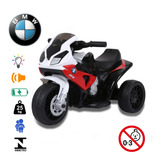 Mini Moto Elétrica Infantil Triciclo Som Vermelha Bmw S1000r