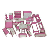 Mini Móveis Casa Casinha Boneca Polly Mdf 25 Peças Montados