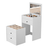 Mini Penteadeira 100 Mdf C/ Espelho+ Banquinho -frete Gratis
