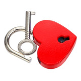 Mini Pequeno Cadeado Vintage Formato Coração Amor Chave Full Cor Vermelho