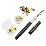 Mini Pole Pen + Rod Soft Reel Pole Jig Reel Fishing