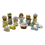 Mini Presépio Resina Porcelana Natal 11 Peças Decoração Casa