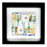 Mini Quadro Notas Dollars Efeito 3d Cor Transparente Preto